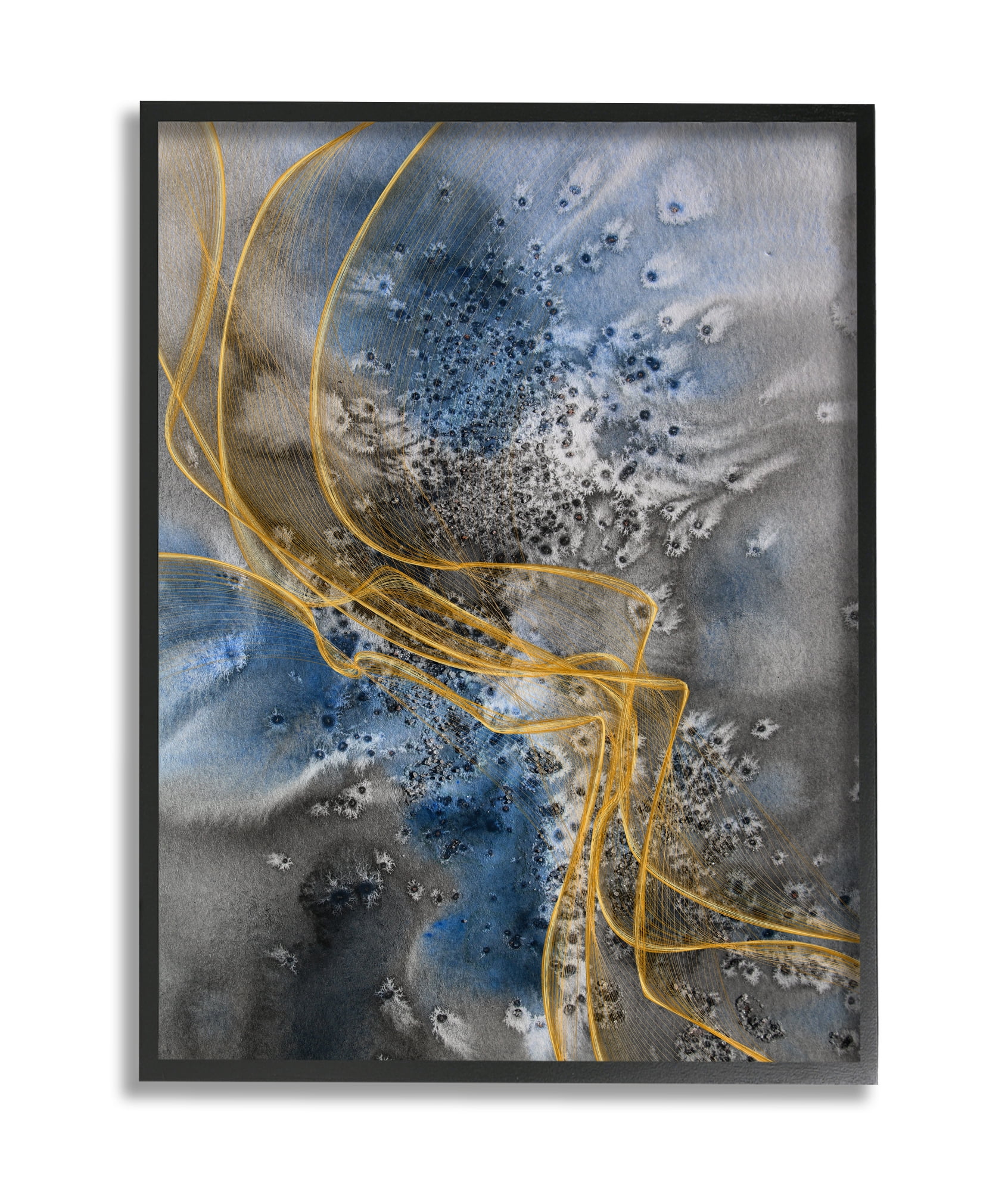 Stupell Industries Coastal Shore Inspired Abstract Design Blue Gray Black Framed, 11 x 14, Design by Irena Orlov