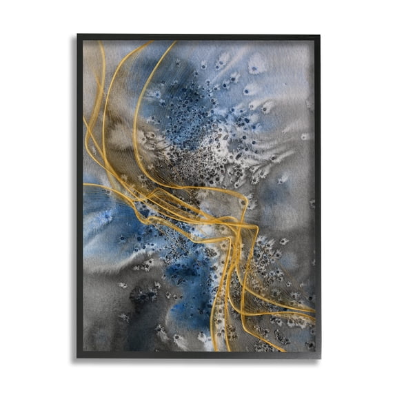 Stupell Industries Coastal Shore Inspired Abstract Design Blue Gray Black Framed, 16 x 20, Design by Irena Orlov