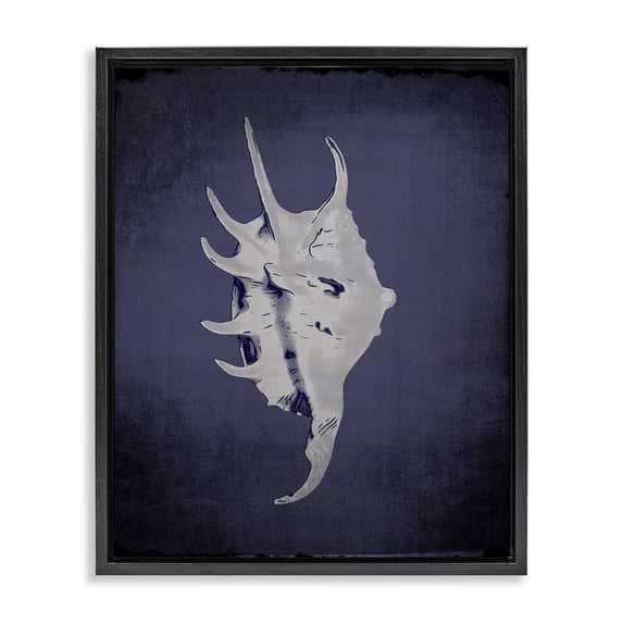 Stupell Industries Coastal Spider Conch on Indigo Black Floating Frame Canvas Art, 17 x 21, by Graffitee Studios