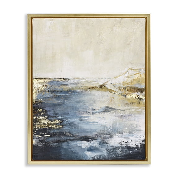 Stupell Industries Coastal Splashing Sea Spray Gold Floating Frame Canvas Art, 25 x 31, by Design Fabrikken
