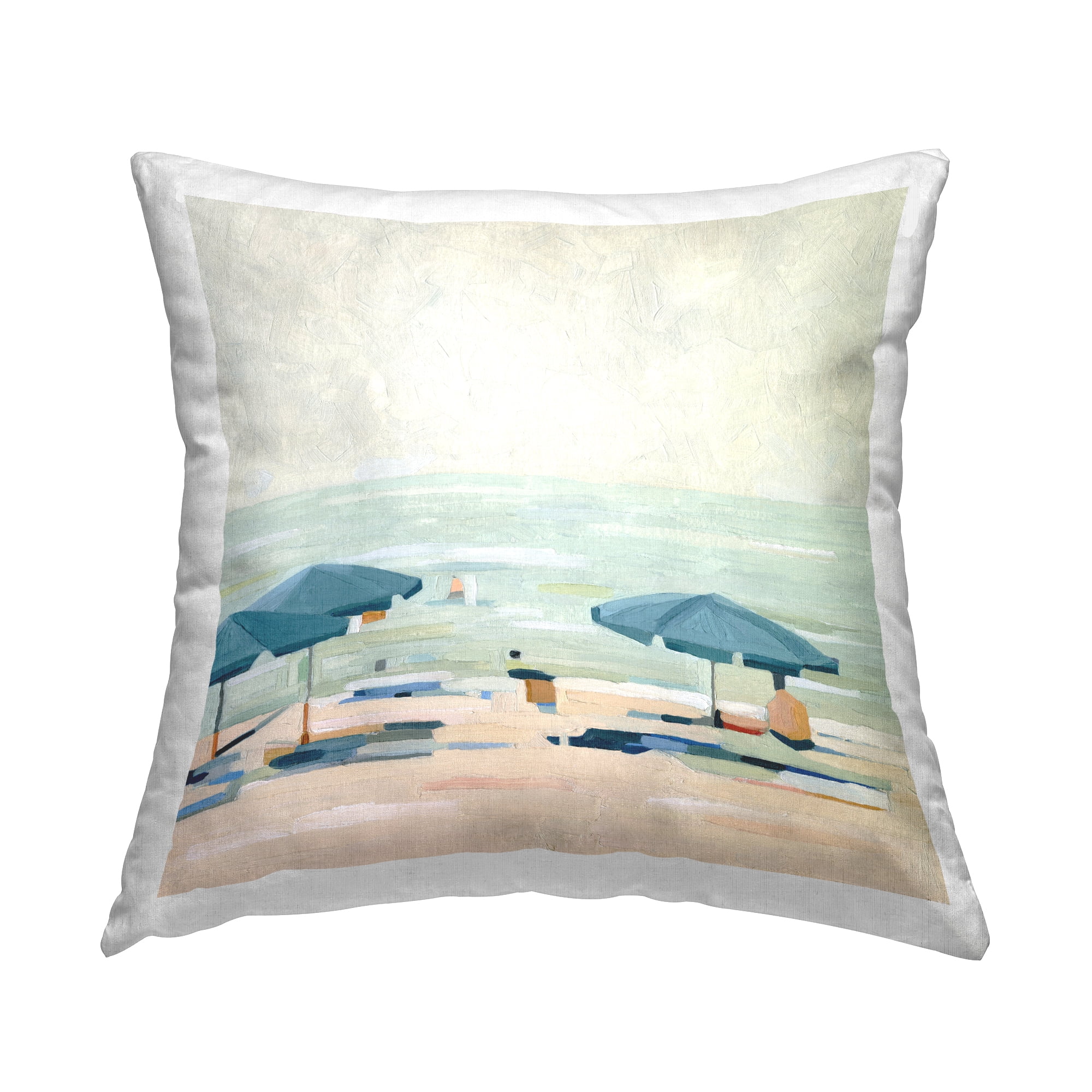Stupell Industries Coastal Summer Beach Shore Scenery Square Decorative Printed Throw Pillow, 18 x 18,