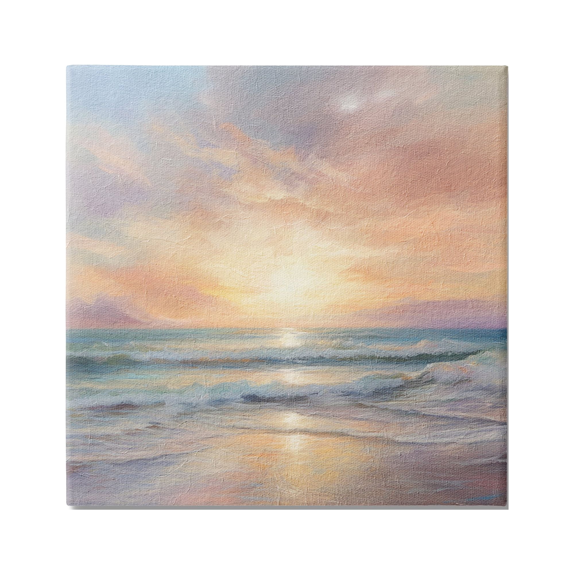 Stupell Industries Coastal Sunset Reflection Nature Painting Gallery Wrapped Canvas Print Wall Art, 30 x 30
