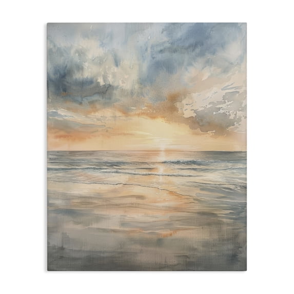 Stupell Industries Transitional Coastal Sunset over Gentle Waves Canvas Art, 24 x 30, by Petals Prints Design
