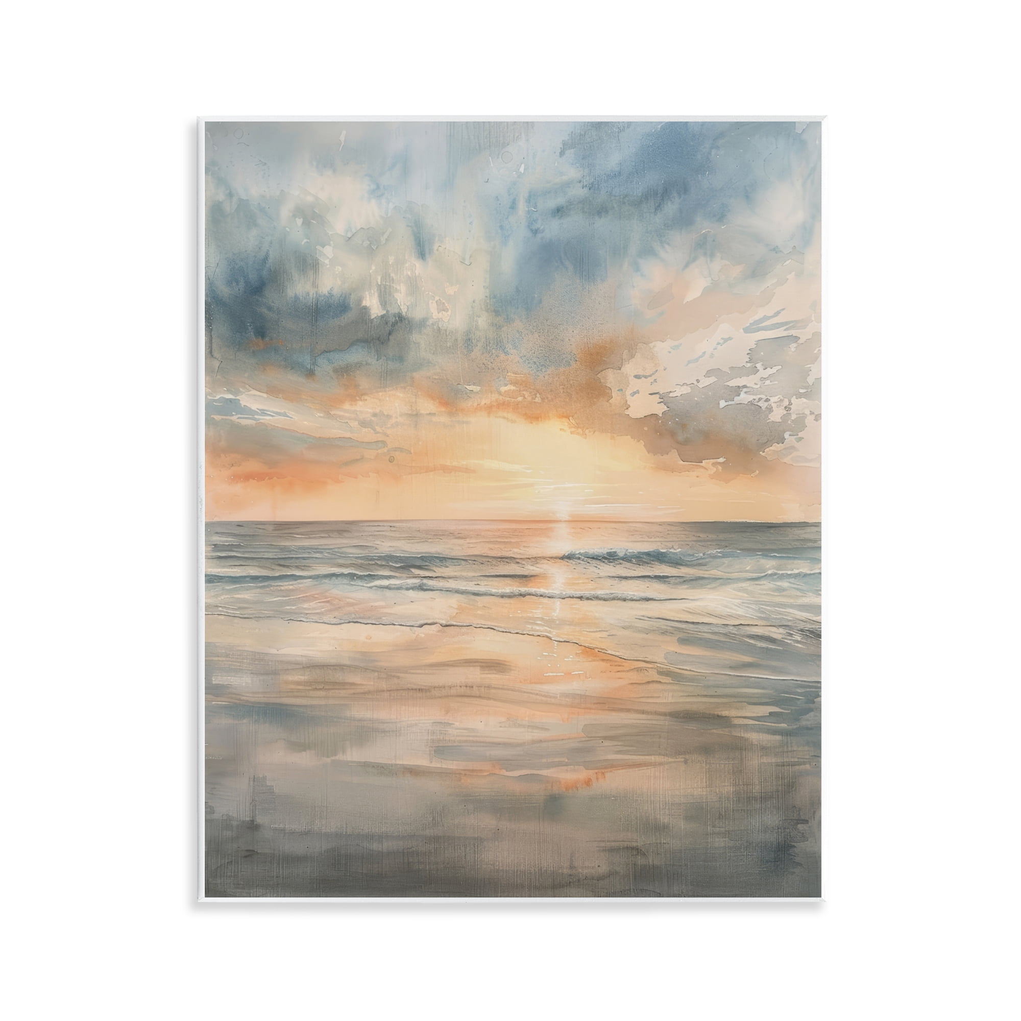 Stupell Industries Coastal Sunset over Gentle Waves Wall Plaque Art, design by Petal Prints Design