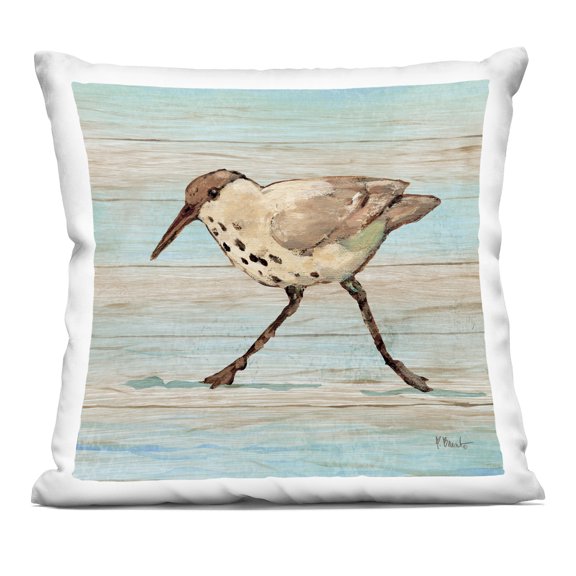 Stupell Industries Coastal Teak Sandpiper Decorative Printed Throw Pillow design by Paul Brent, 18 x 7 x 18