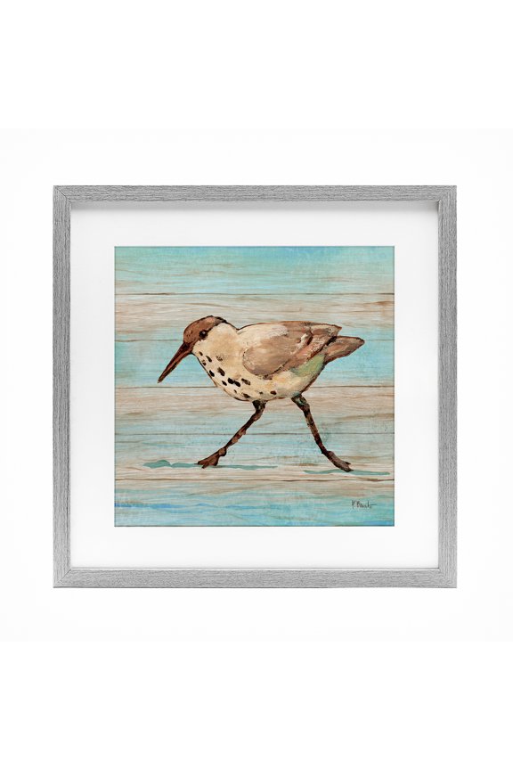 Industries Coastal Teak Sandpiper Gray Framed Print Under Glass design by Paul Brent, 13 x 13