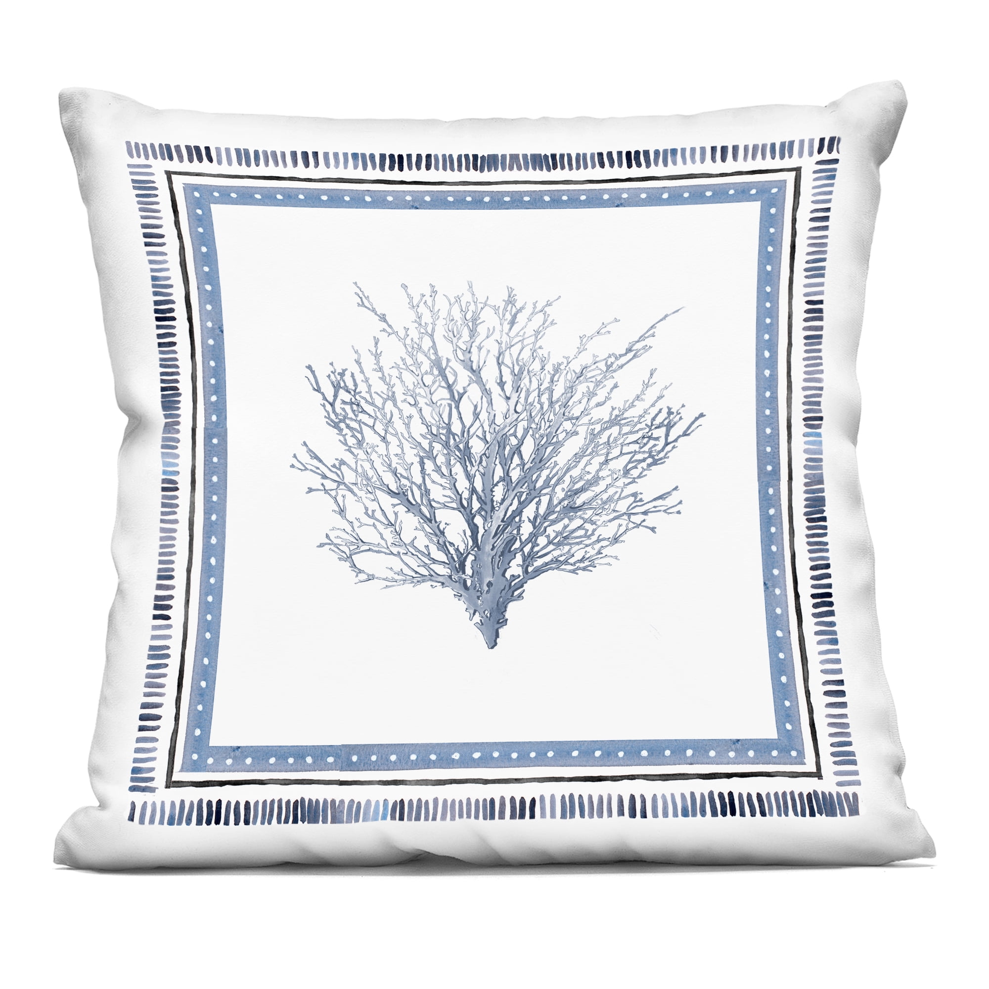 Stupell Industries Coastal Teal Coral Bordered Decorative Printed Throw Pillow, design by Lanie Loreth
