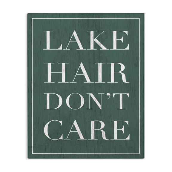Stupell Industries Coastal Teal Lake Hair Don't Care Typography Canvas Art, 16 x 20, by Lil' Rue