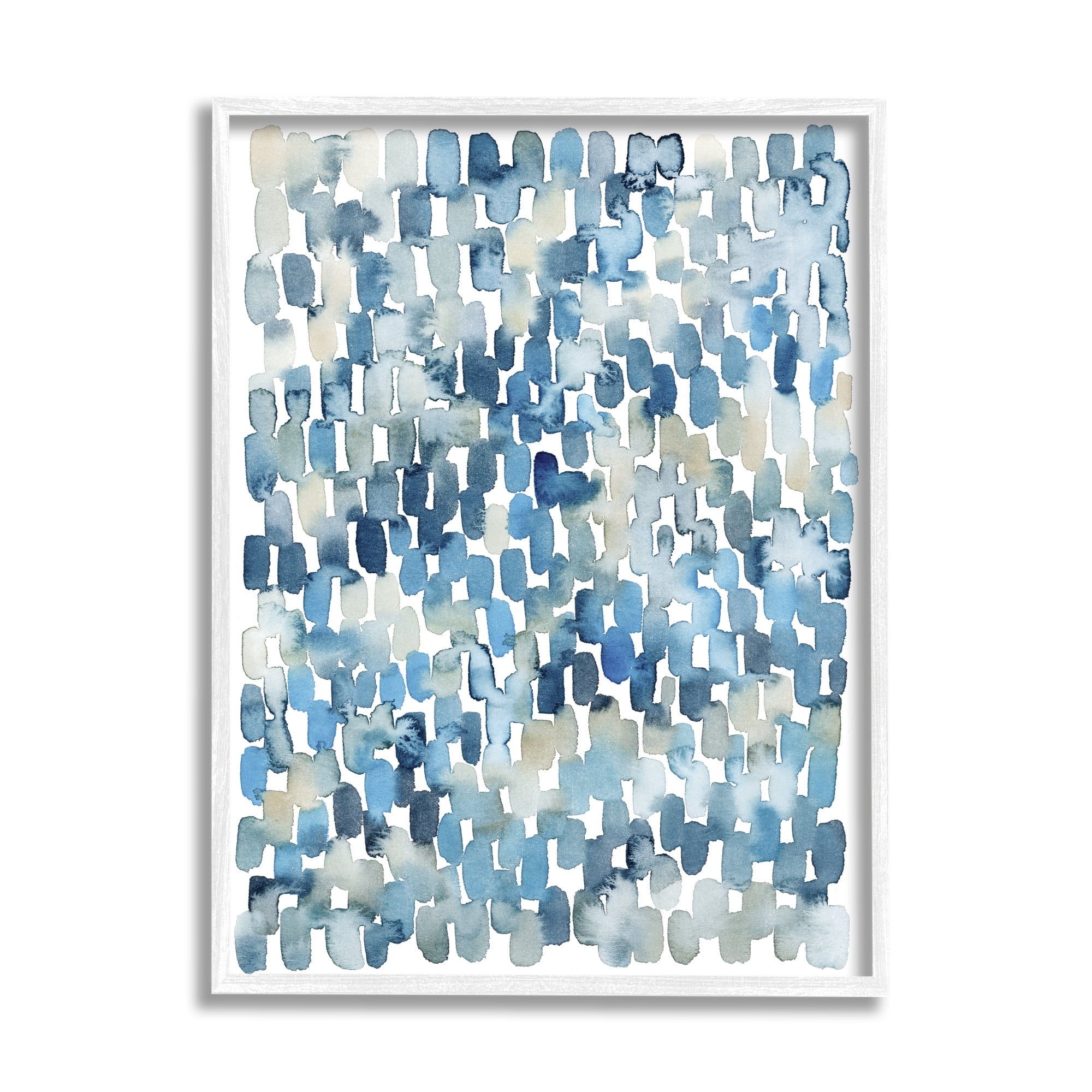 Soft Blue and Beige Abstract Canvas Print with White Frame, 11 x 14