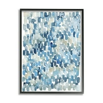 Stupell Industries Coastal Tile Abstract Soft Blue Beige Shapes Abstract Painting Black Framed Art Print Wall Art, 16 x 20