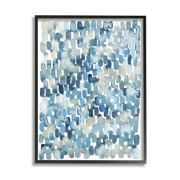 Stupell Industries Coastal Tile Abstract Soft Blue Beige Shapes Abstract Painting Black Framed Art Print Wall Art, 16 x 20