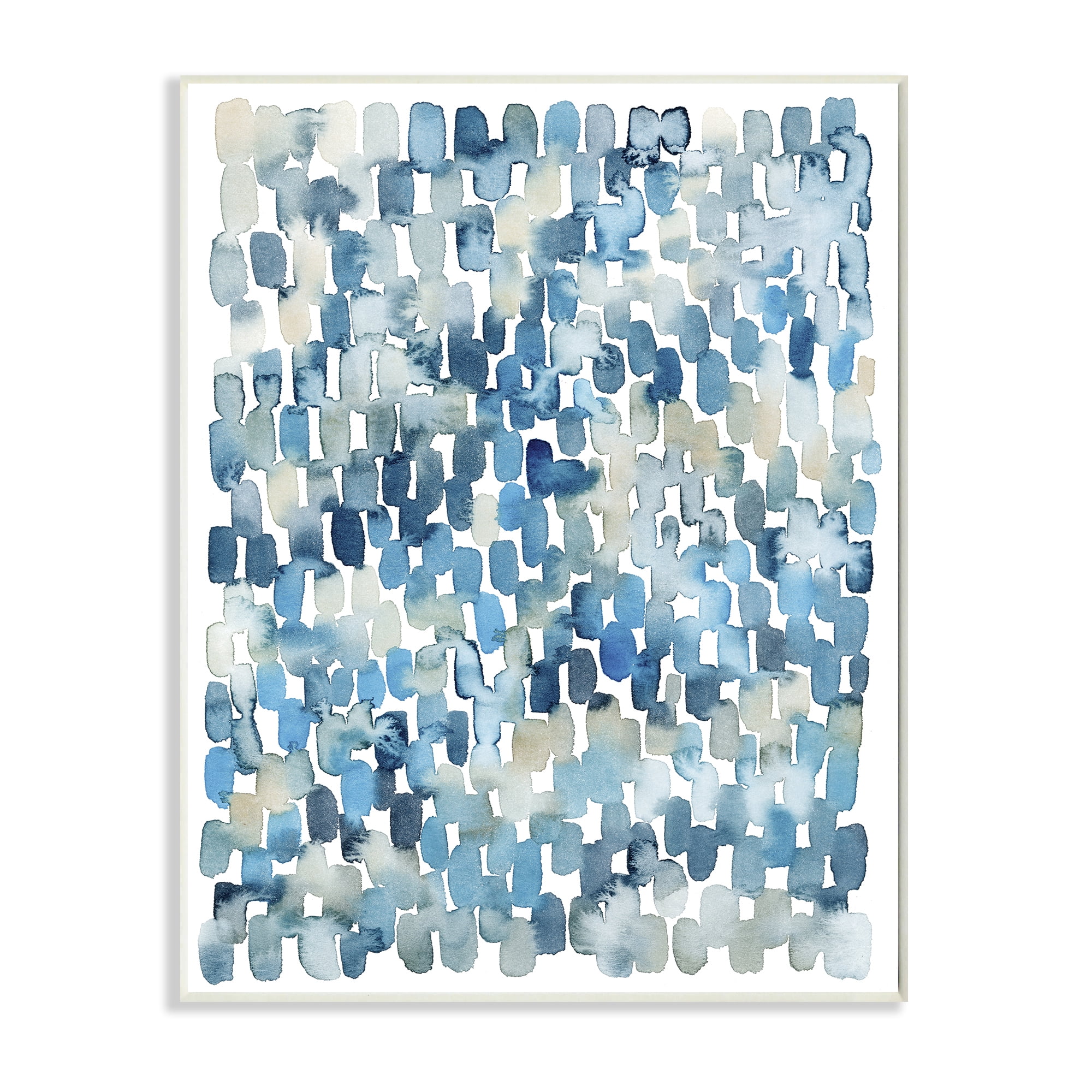 Stupell Industries Coastal Tile Abstract Soft Blue Beige Shapes Abstract Painting Unframed Art Print Wall Art, 13 x 19