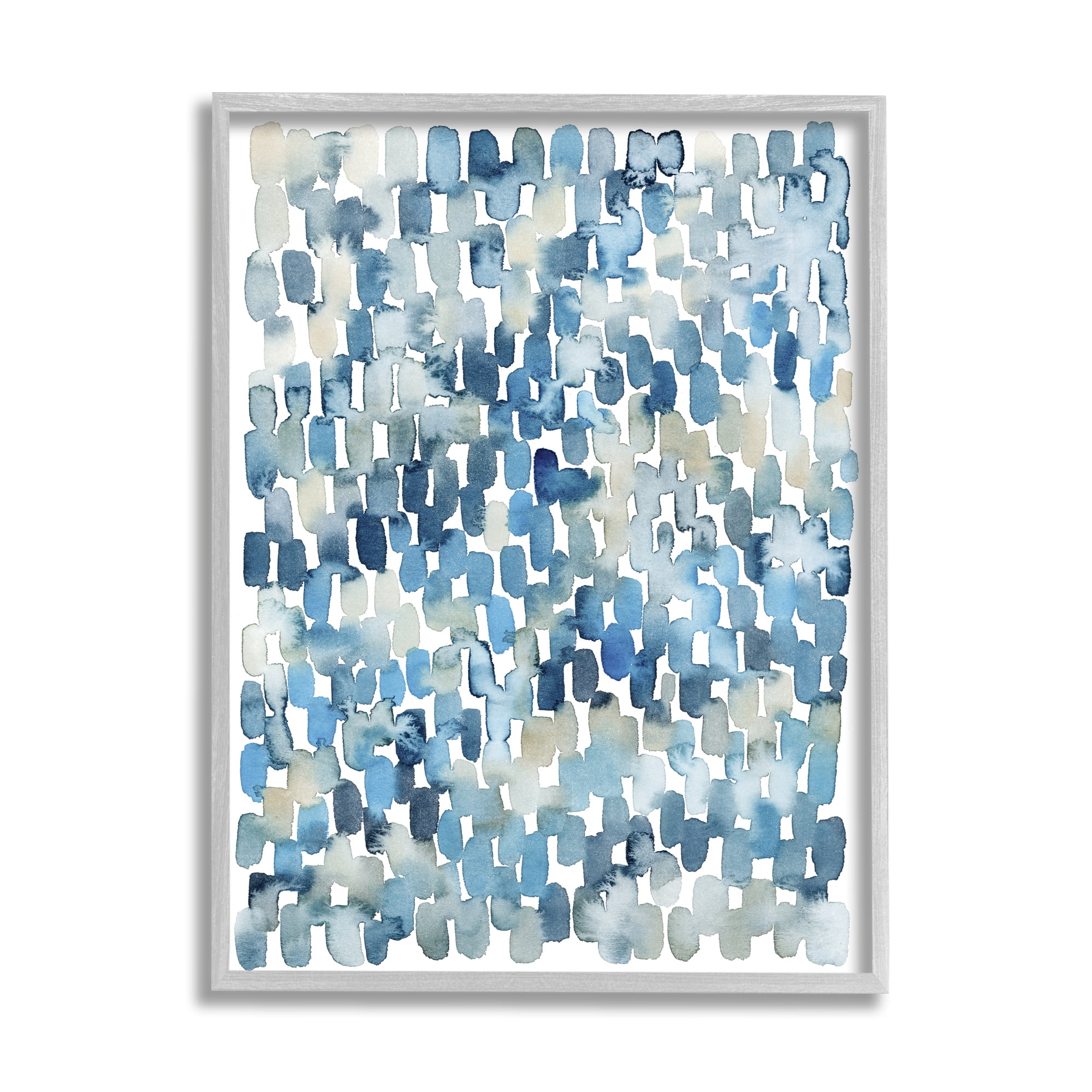Soft Blue and Beige Abstract Canvas Print with Gray Frame, 11x14