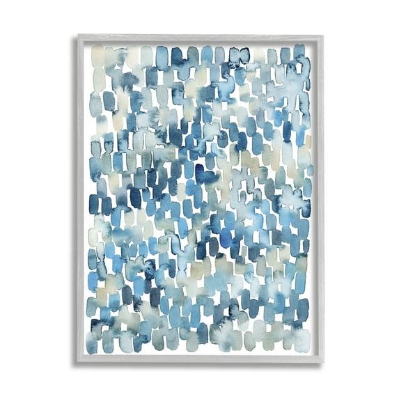 Stupell Industries Coastal Tile Abstract Soft Blue Beige Shapes Paintings Gray Framed Art Print Wall Art, 11x14, by Grace Popp