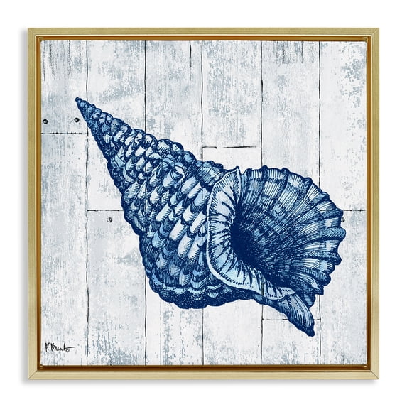 Stupell Industries Rustic Lodge Coastal Timberland Conch Gold Floating Frame Canvas Art, 25 x 25, by Paul Brent