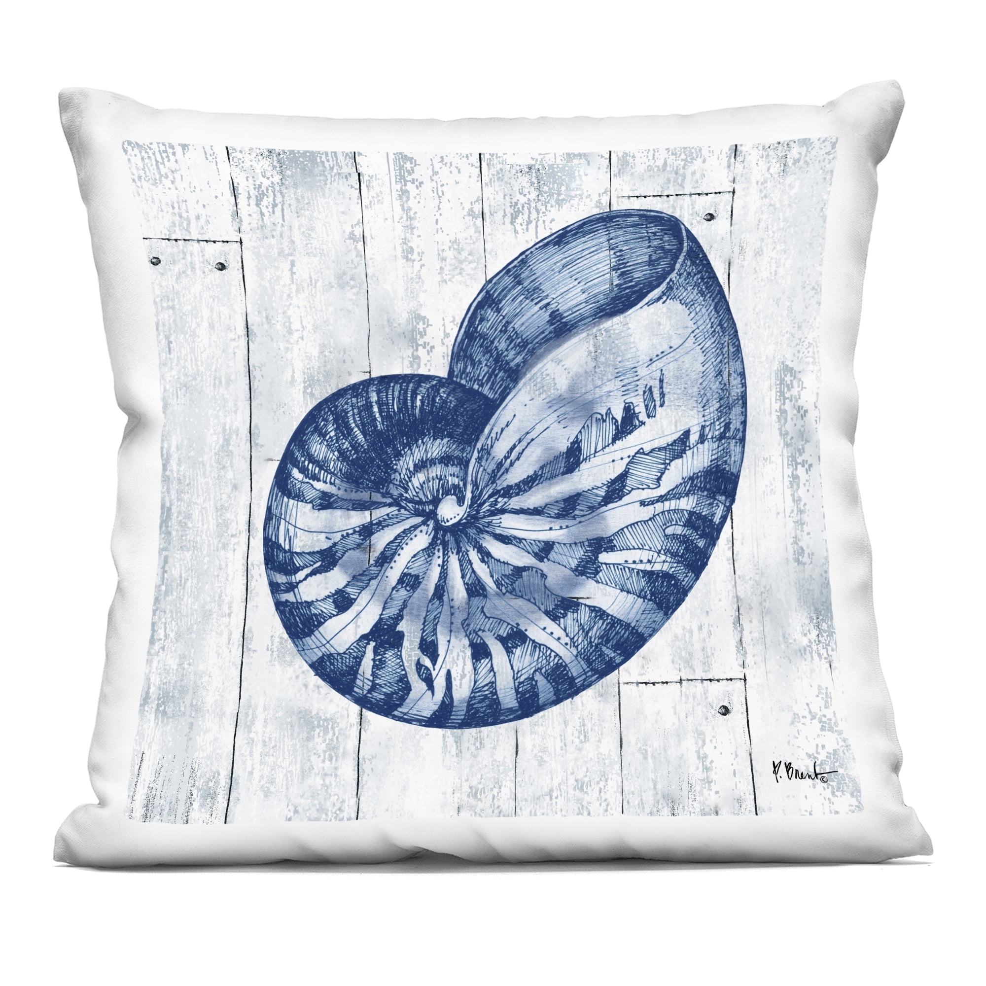 Stupell Industries Coastal Timberland Nautilus Decorative Printed Throw Pillow, design by Paul Brent, 18 x 7 x 18