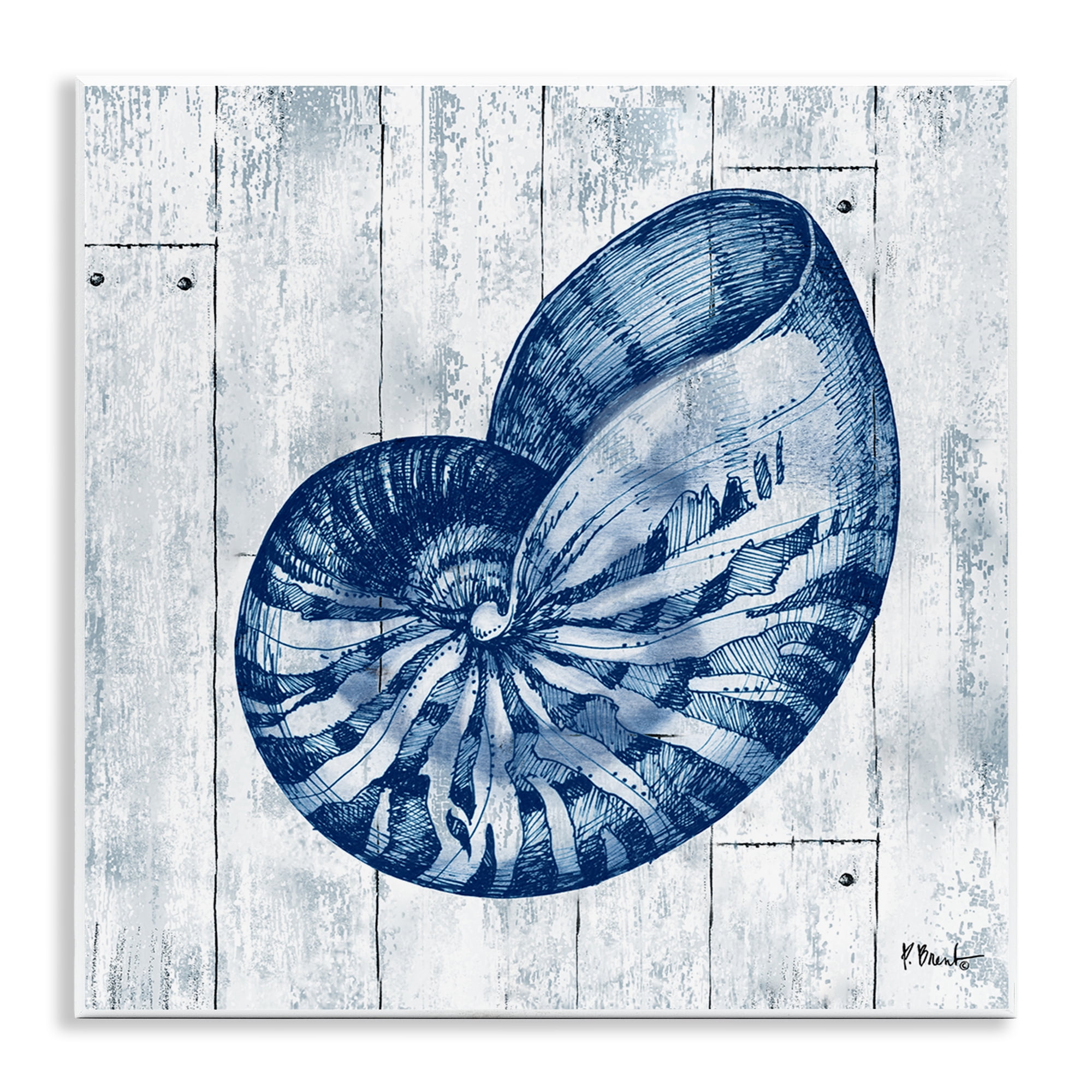 Stupell Industries Coastal Timberland Nautilus Wall Plaque Art, design by Paul Brent