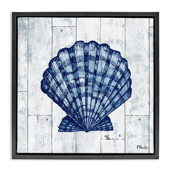 Stupell Industries Rustic Lodge Coastal Timberland Scallop Black Floating Frame Canvas Art, 18 x 18, by Paul Brent