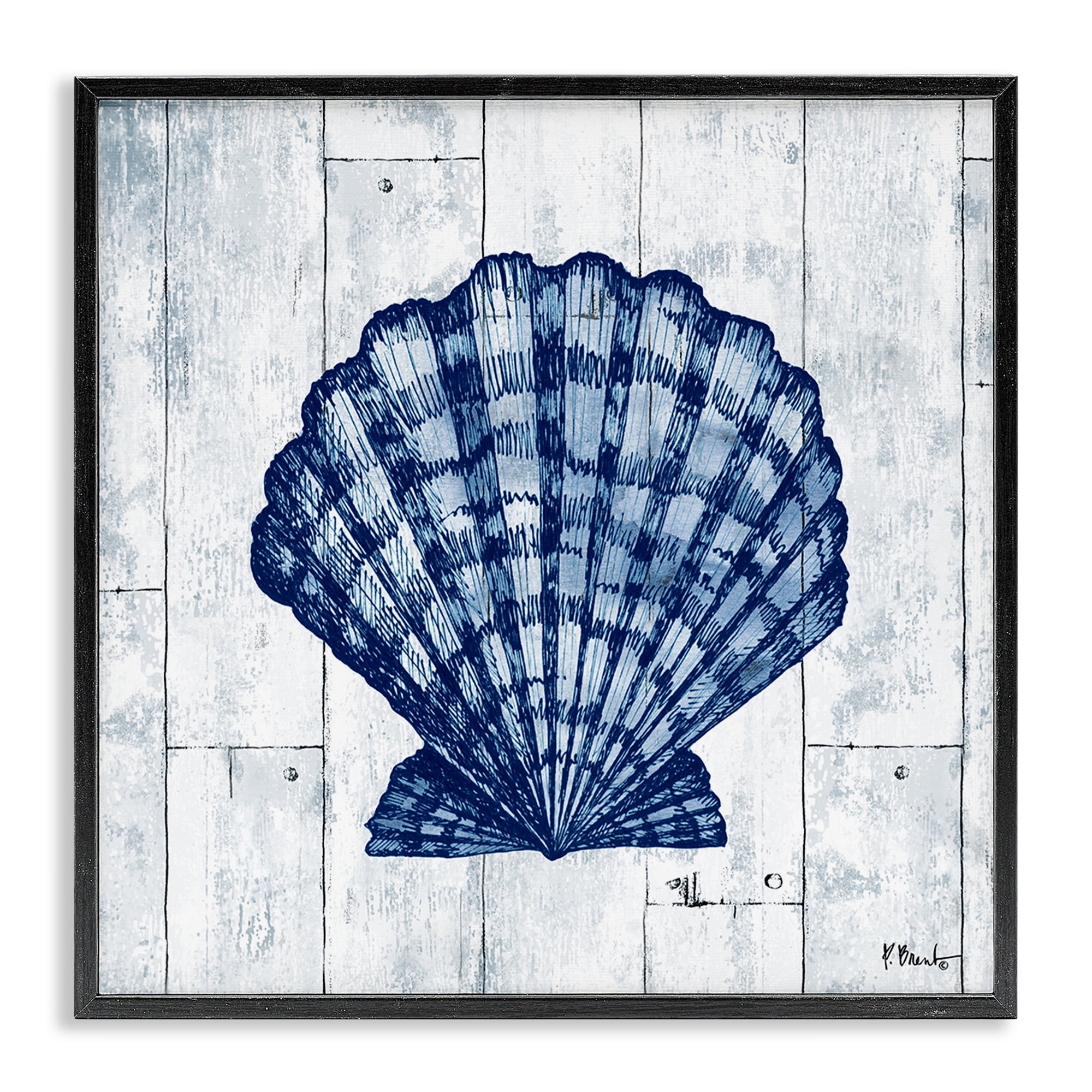 Stupell Industries Coastal Timberland Scallop Black Framed Giclee Art, design by Paul Brent