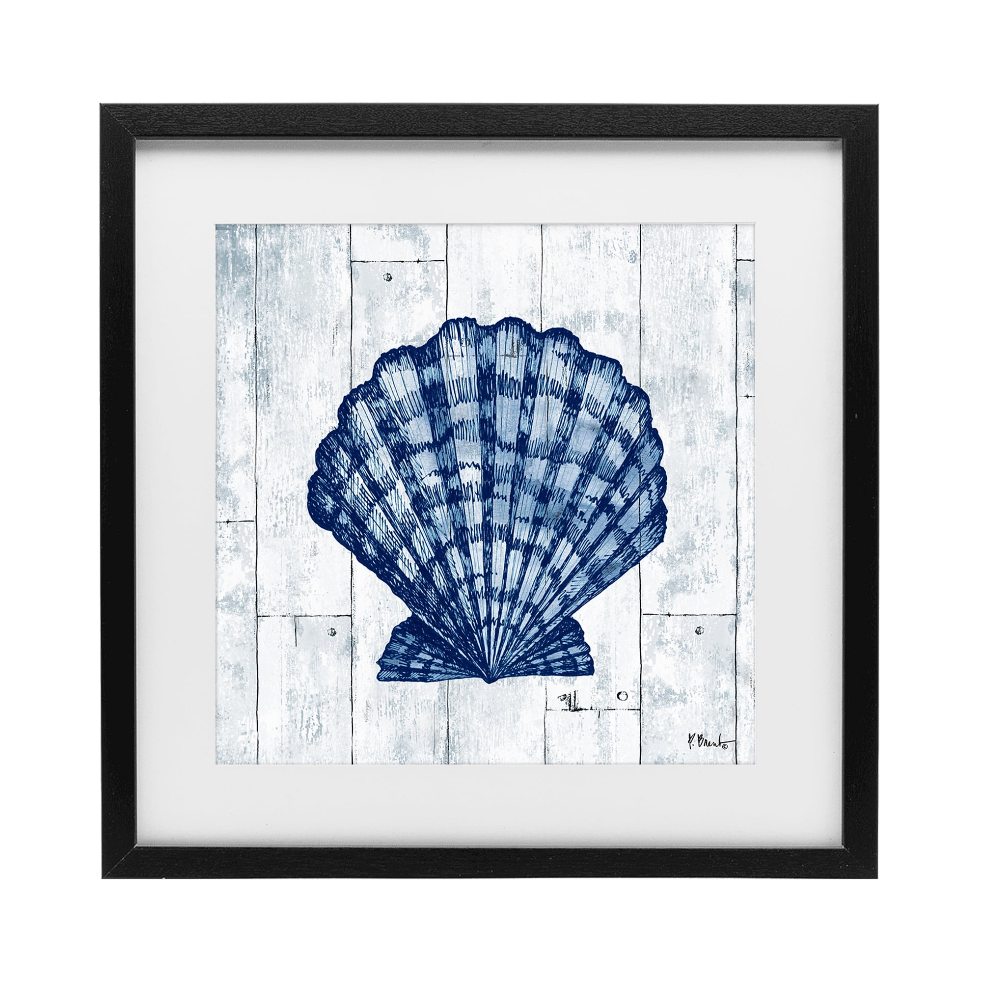 Stupell Industries Coastal Timberland Scallop Black Framed Print Under Glass, design by Paul Brent