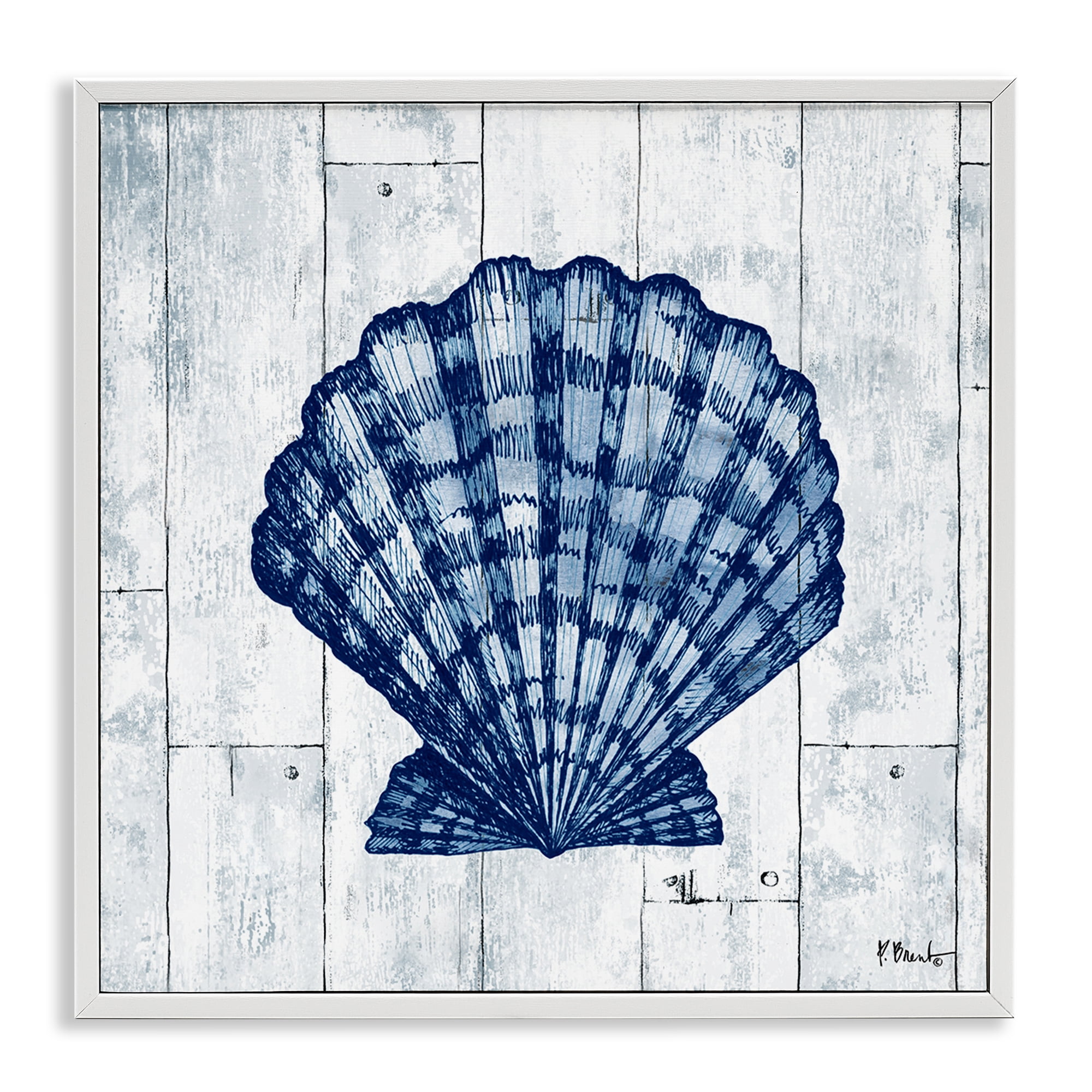 Stupell Industries Coastal Timberland Scallop White Framed Giclee Art, design by Paul Brent