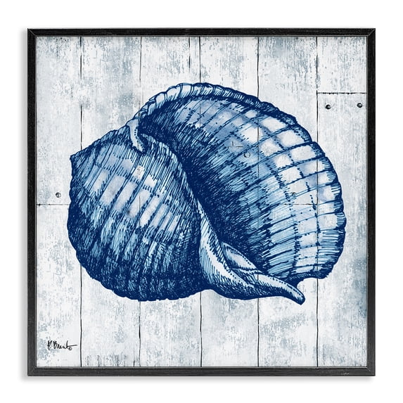 Stupell Industries Rustic Lodge Coastal Timberland Shell Black Framed Giclee Art, 12 x 12, by Paul Brent