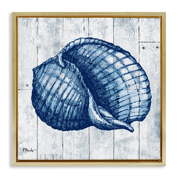 Stupell Industries Rustic Lodge Coastal Timberland Shell Gold Floating Frame Canvas Art, 25 x 25, by Paul Brent