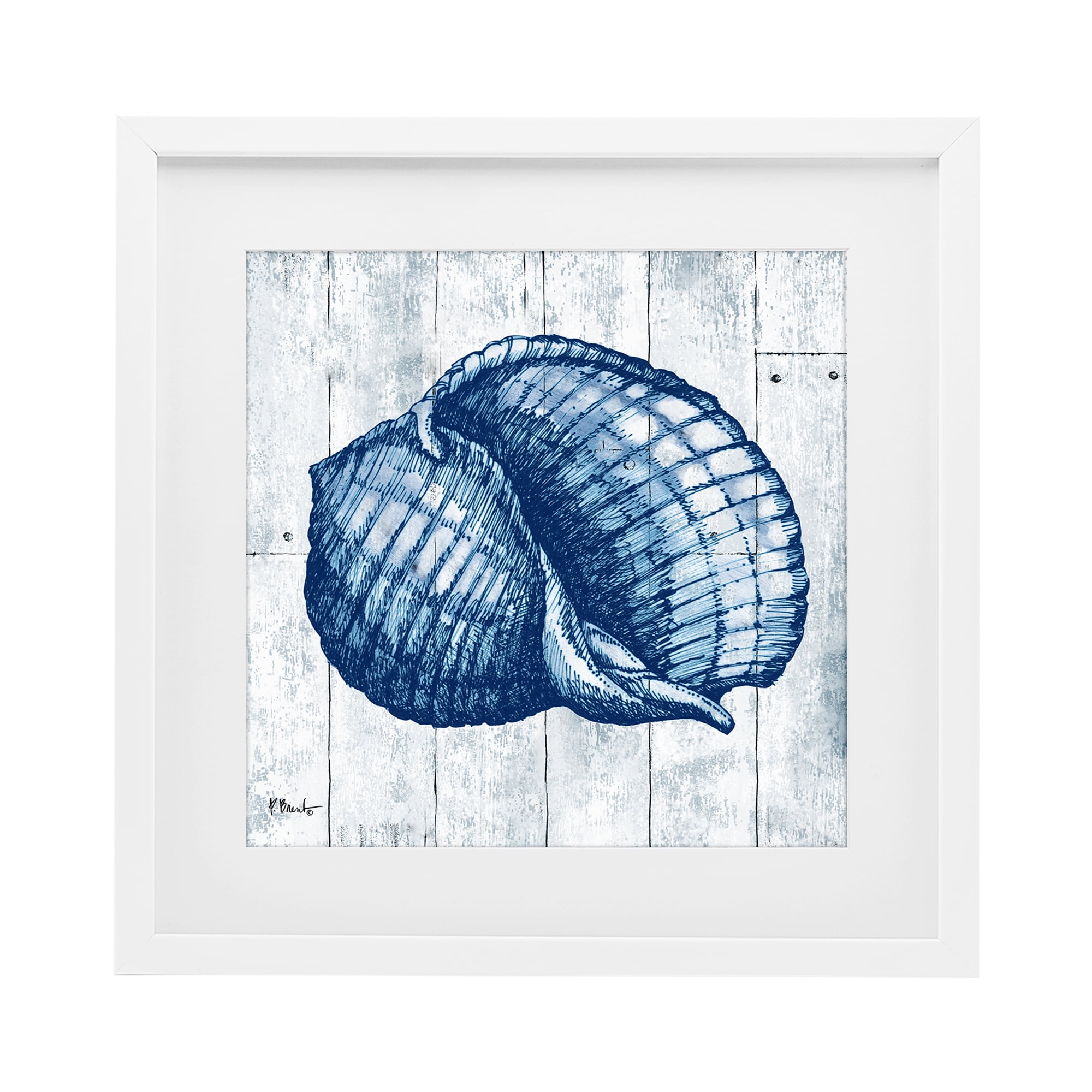 Stupell Industries Coastal Timberland Shell White Framed Print Under Glass, design by Paul Brent