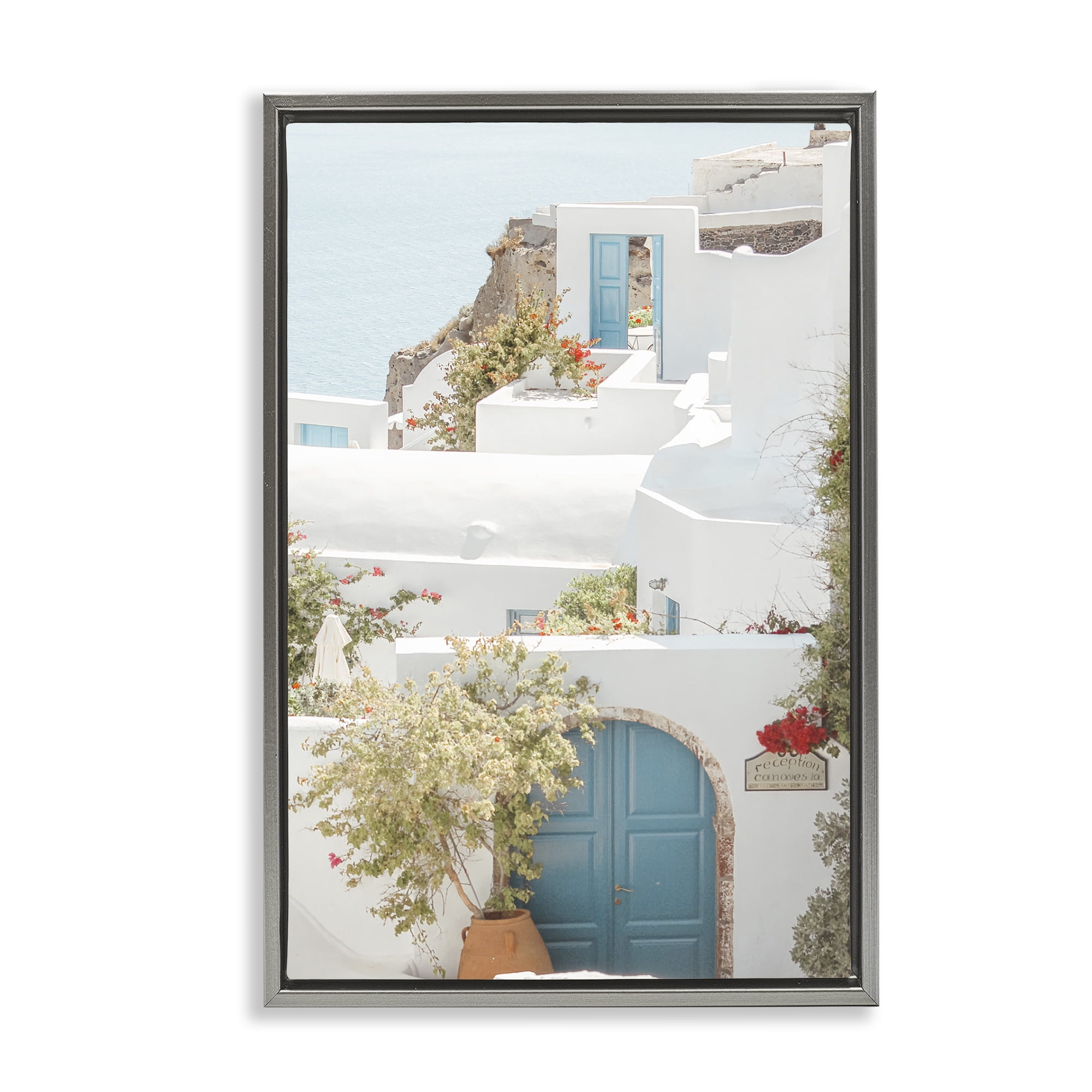 Stupell Industries Coastal Town Doorways Town & City Photography Gray Floater Framed Art Print Wall Art, 21 x 31