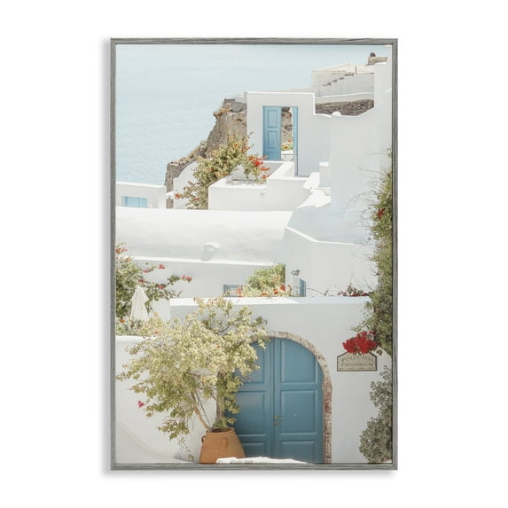 Stupell Industries Coastal Town Doorways Town & City Photography Gray Framed Art Print Wall Art, 16 x 24