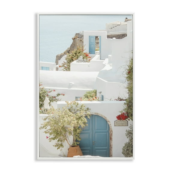 Stupell Industries Coastal Town Doorways Town & City Photography White Framed Art Print Wall Art, 20 x 30