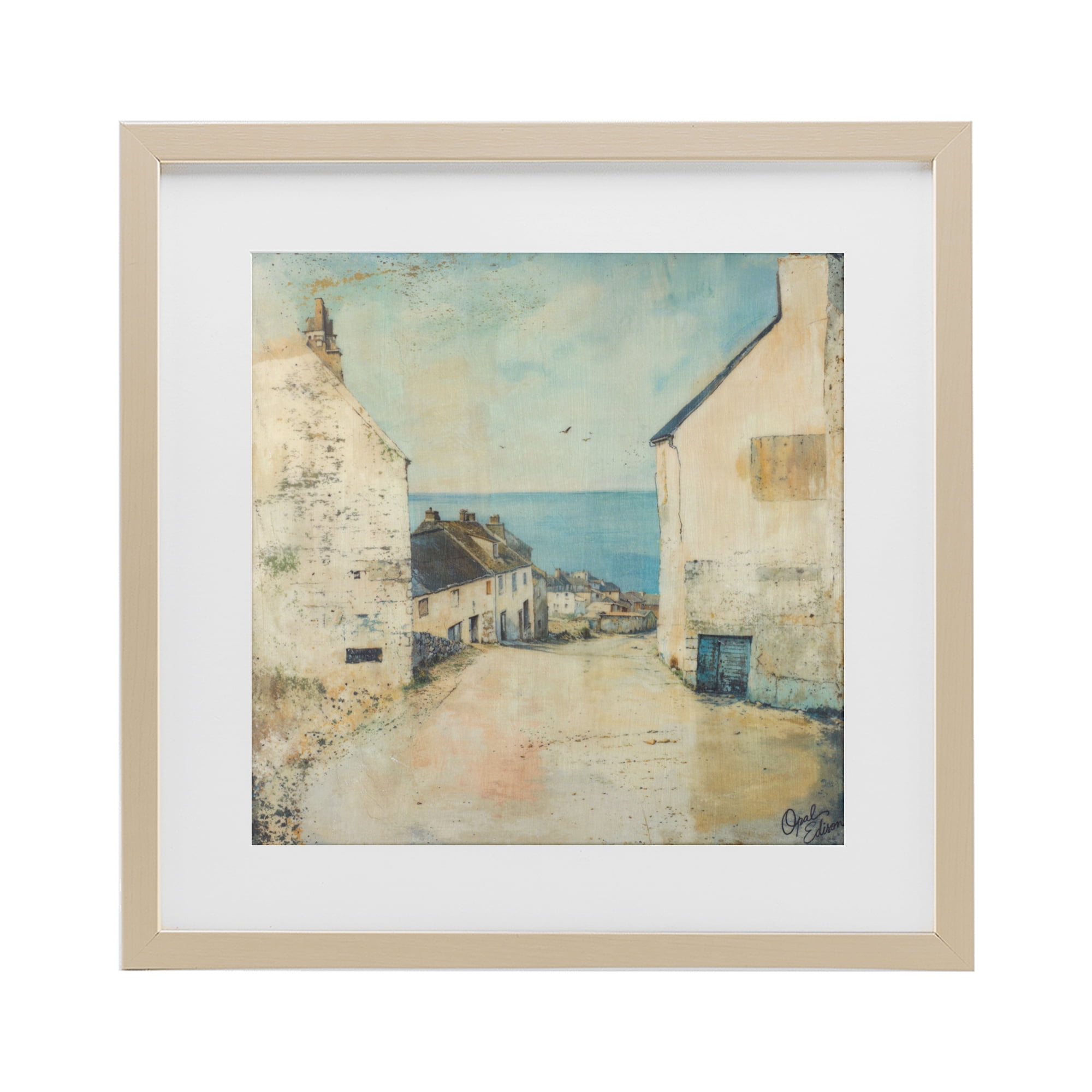 Stupell Industries Coastal Town Walk Birch Framed Print Under Glass, design by Opal Edison