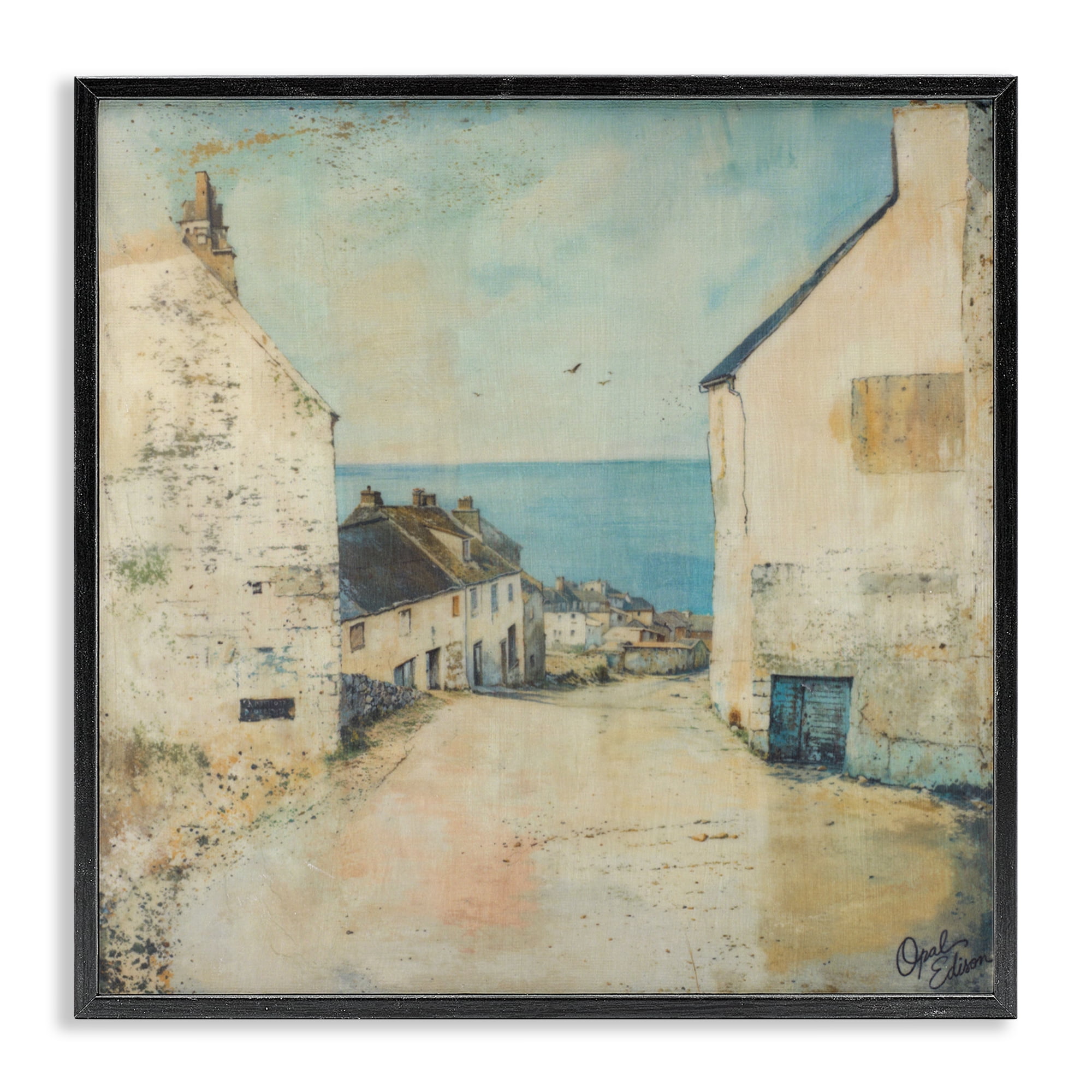 Stupell Industries Coastal Town Walk Black Framed Giclee Art, design by Opal Edison