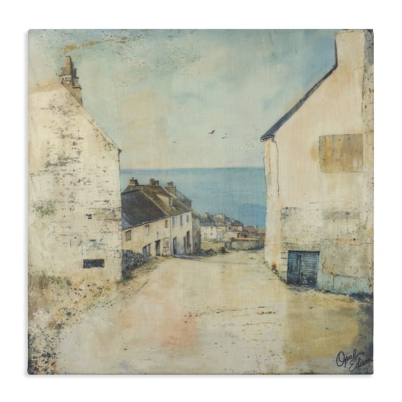 Stupell Industries Cottage Coastal Town Walk Canvas Art, 17 x 17, by Opal Edison