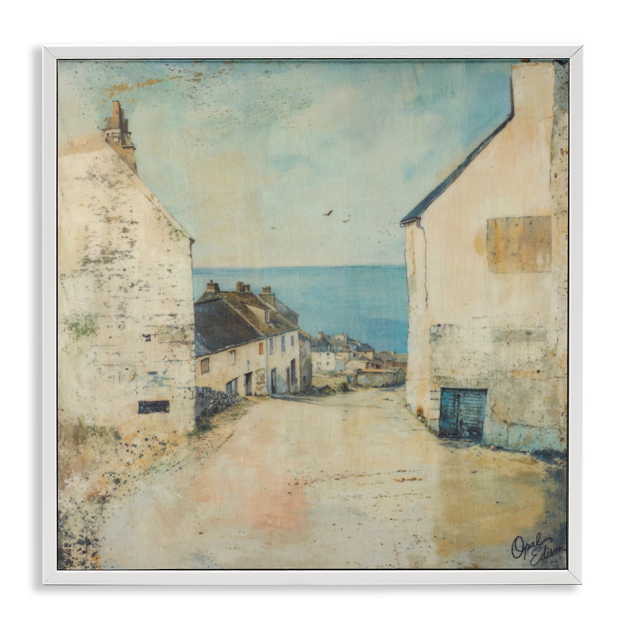 Stupell Industries Coastal Town Walk White Framed Giclee Art, design by Opal Edison
