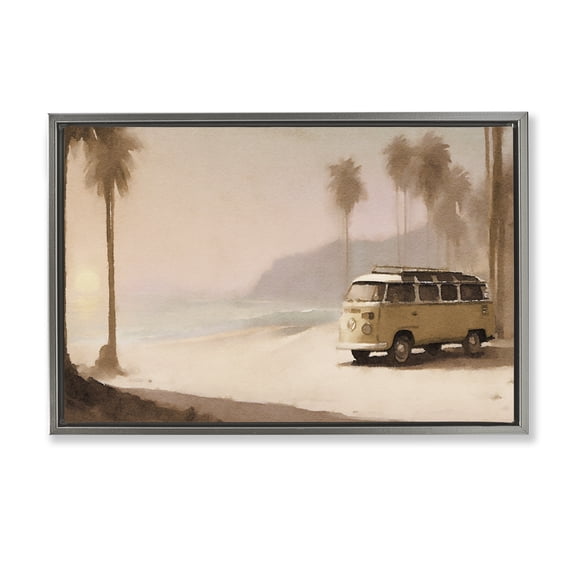 Stupell Industries Coastal Tranquil Beach Day Gray Floating Frame Canvas Art, 25 x 17, by Noah Bay