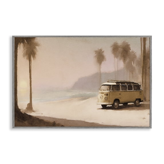 Stupell Industries Coastal Tranquil Beach Day Gray Framed Giclee Art, 30 x 20, by Noah Bay