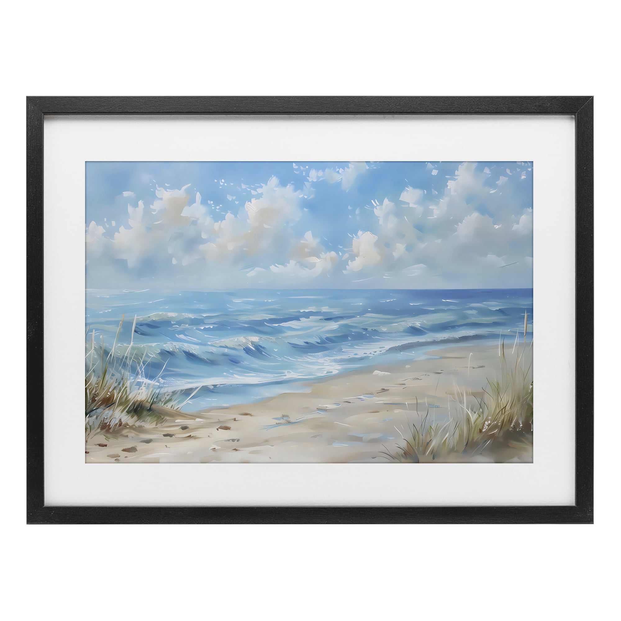 Stupell Industries Coastal Tranquility Horizon Black Framed Print Under Glass, design by Creative Studio