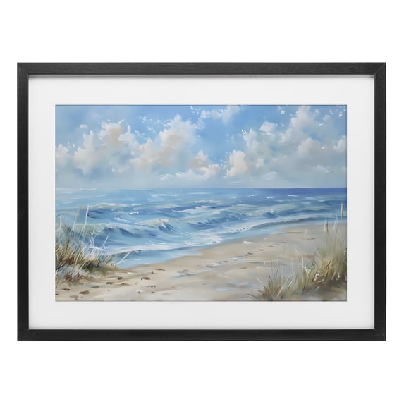 Stupell Industries Contemporary Coastal Tranquility Horizon Black Framed Print Under Glass, 20 x 14, by Creative Studio