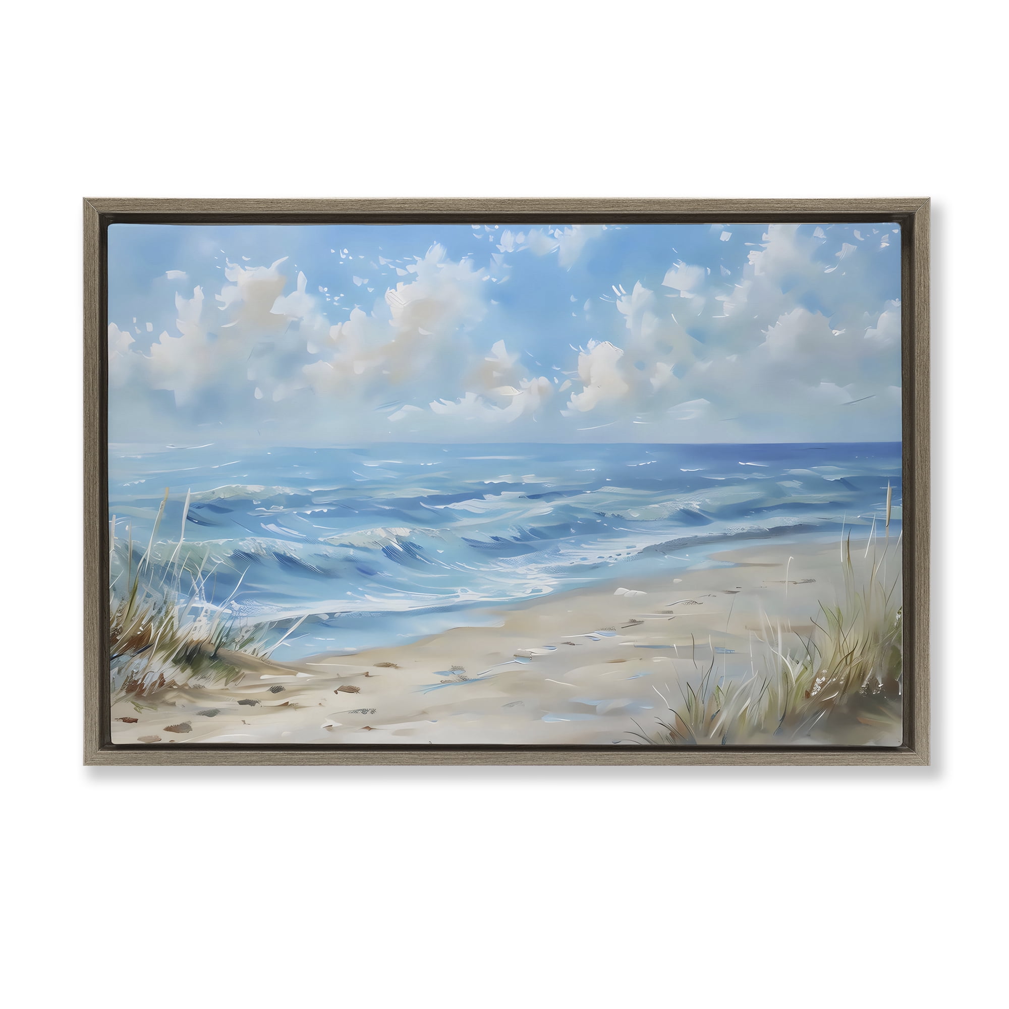 Stupell Industries Coastal Tranquility Horizon Brown Framed Floater Canvas Wall Art, design by Creative Studio