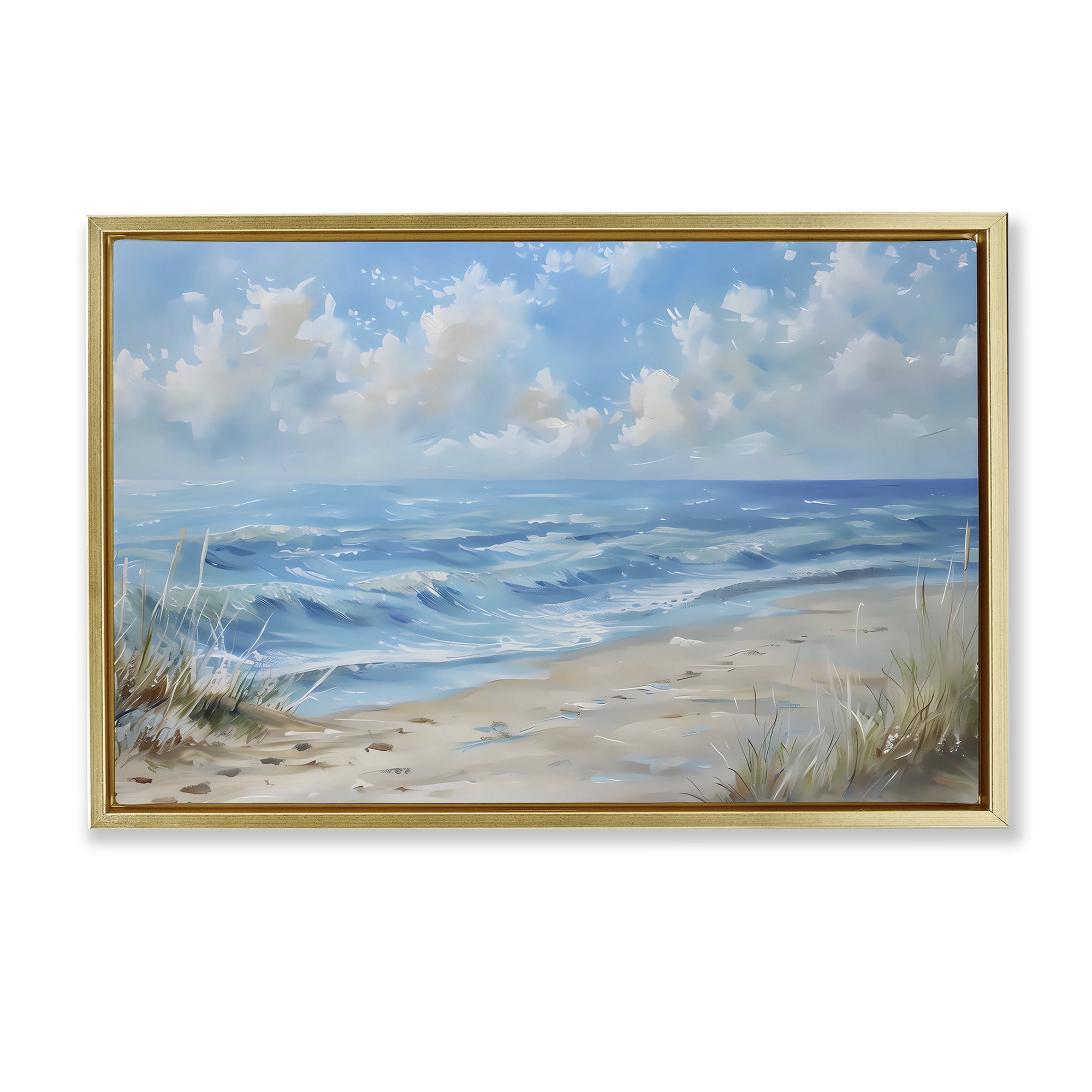 Stupell Industries Coastal Tranquility Horizon Gold Framed Floater Canvas Wall Art, design by Creative Studio