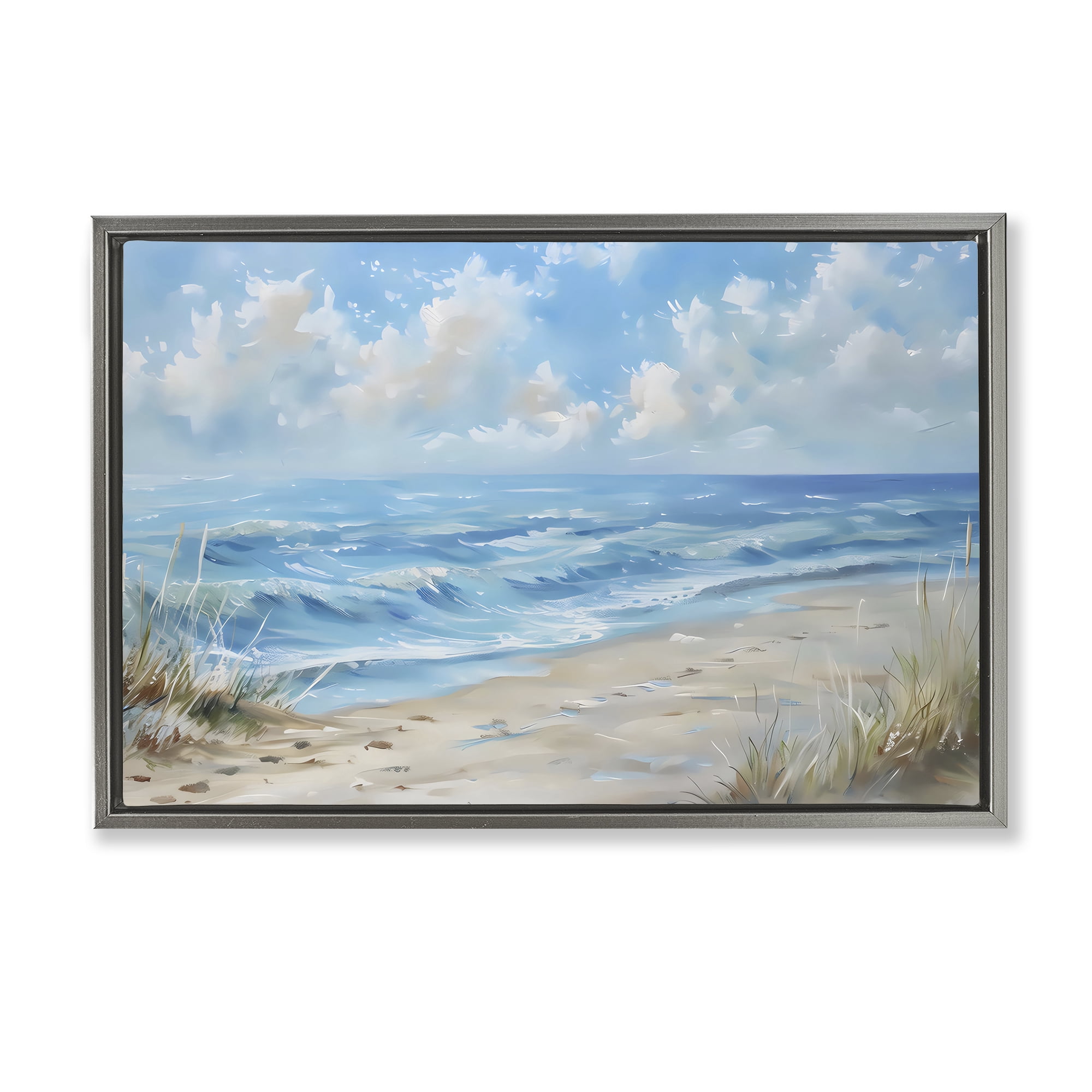Stupell Industries Coastal Tranquility Horizon Gray Framed Floater Canvas Wall Art, design by Creative Studio