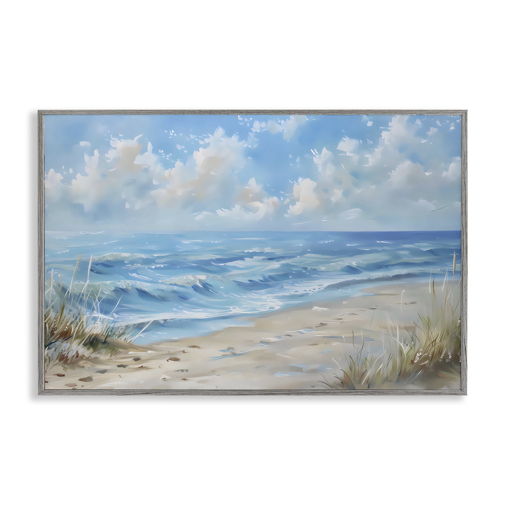 Stupell Industries Coastal Tranquility Horizon Gray Framed Giclee Art, design by Creative Studio