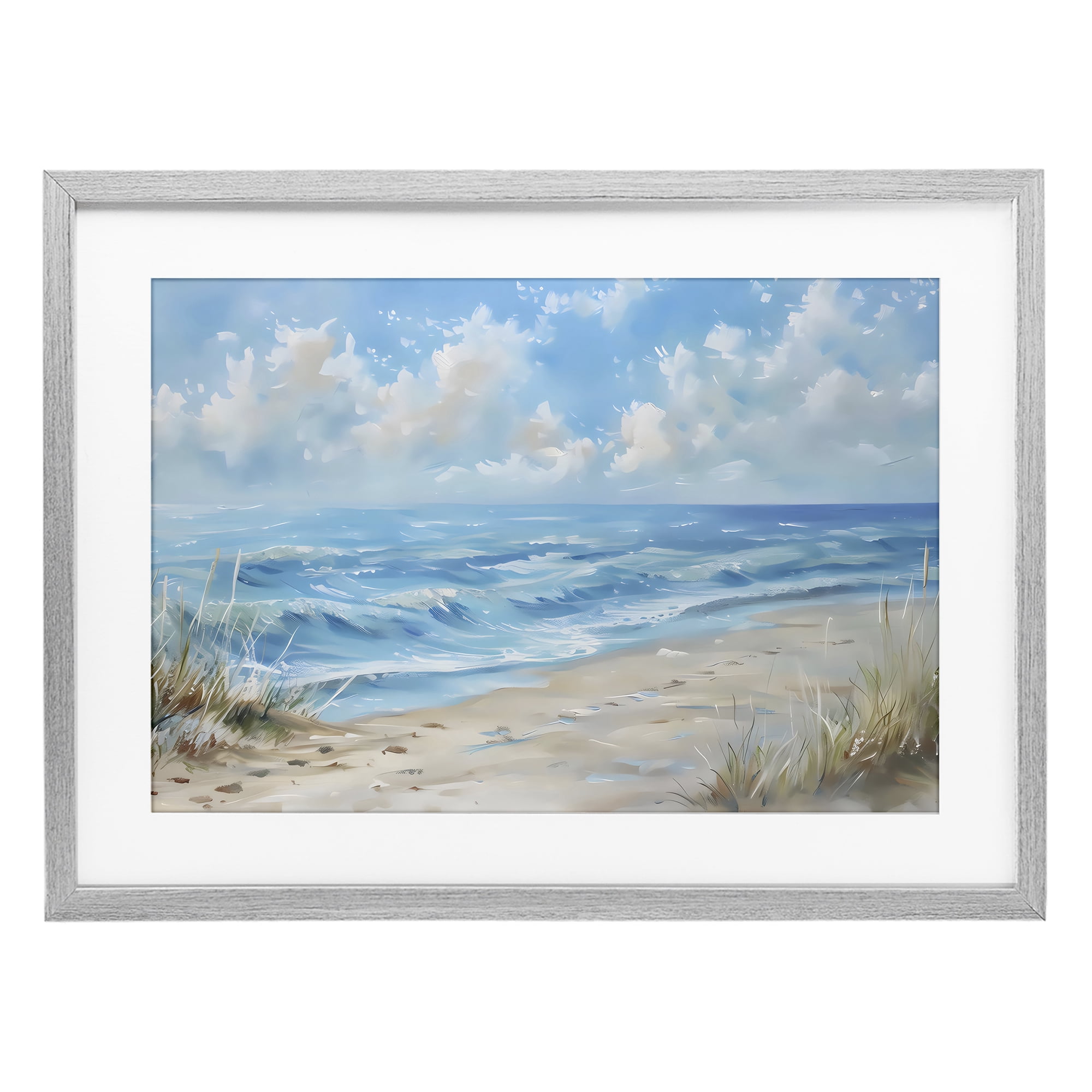 Stupell Industries Coastal Tranquility Horizon Gray Framed Print Under Glass, design by Creative Studio