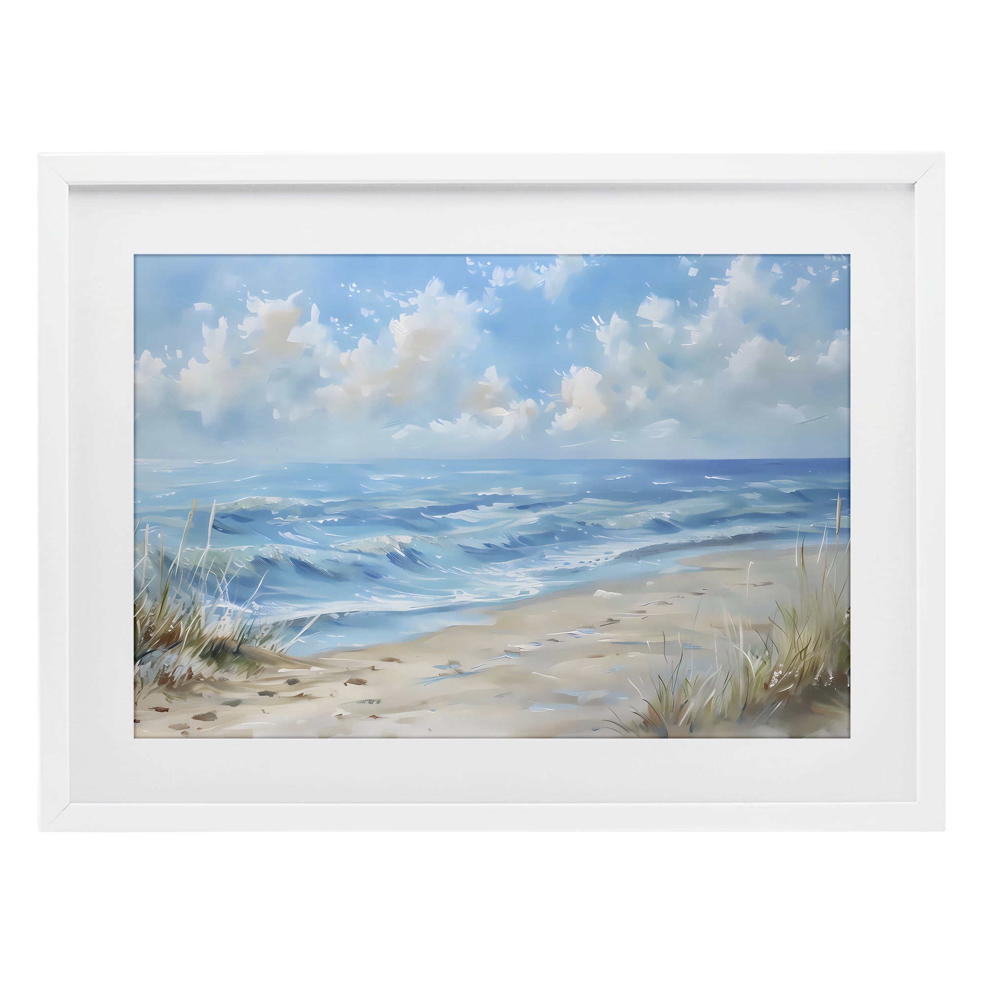 Stupell Industries Coastal Tranquility Horizon White Framed Print Under Glass, design by Creative Studio