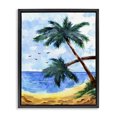 thumbnail image 1 of Stupell Industries Coastal Tropical Beach Palms Birds Flying Black Floating Frame Canvas Art, 25 x 31, by Sebastian Grafmann, 1 of 7