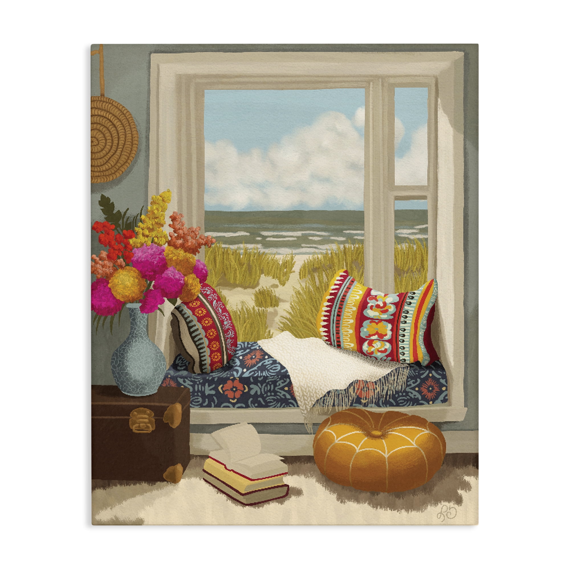 Stupell Industries Coastal Vacation Window Seat Canvas Wall Art, design by Lisa R Dumm