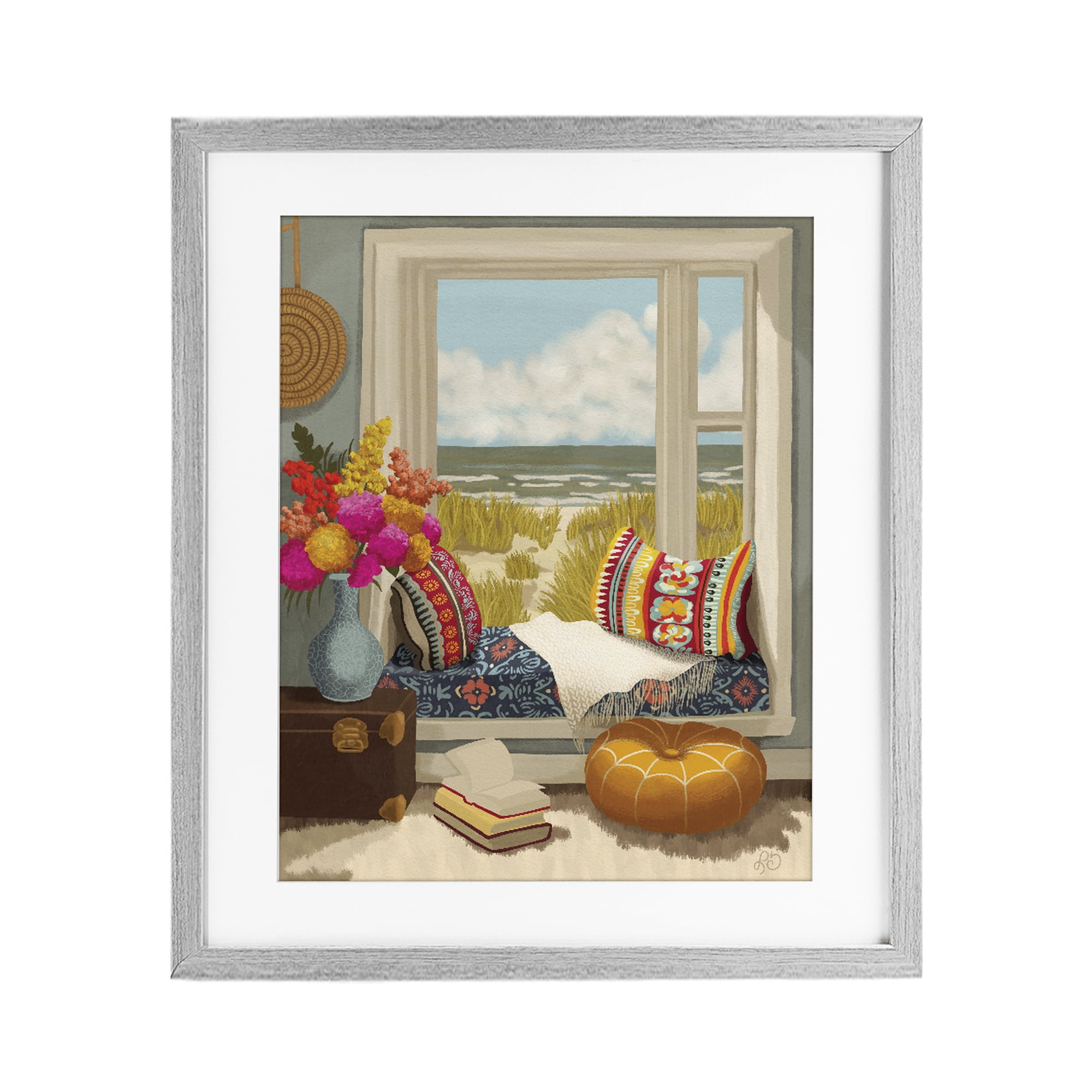 Stupell Industries Coastal Vacation Window Seat Gray Framed Print Under Glass, design by Lisa R Dumm