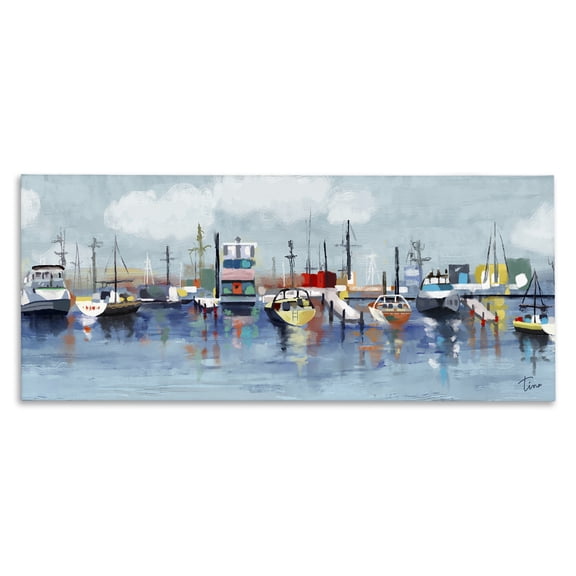 Stupell Industries Coastal Varied Boats Docked Port Marina Canvas Art, 48 x 20, by Tina Finn