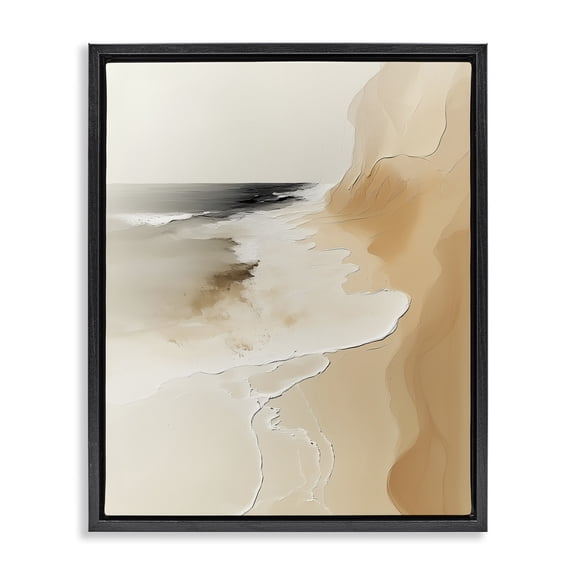 Stupell Industries Coastal Vibe Abstraction Abstract Painting Black Floater Framed Canvas Art Print Wall Art, 25 x 31